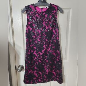 Diane Von Furstenberg Black/Hot Orchard Womens Shift Dress Size 6